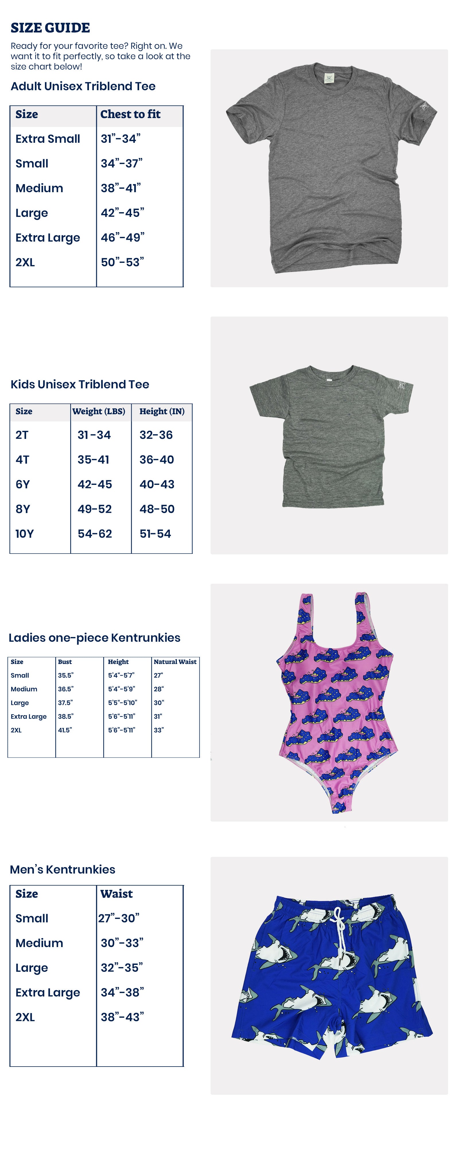 Kentucky Sando Size Chart