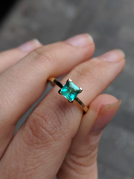 Princess Cut Emerald Gold Ring