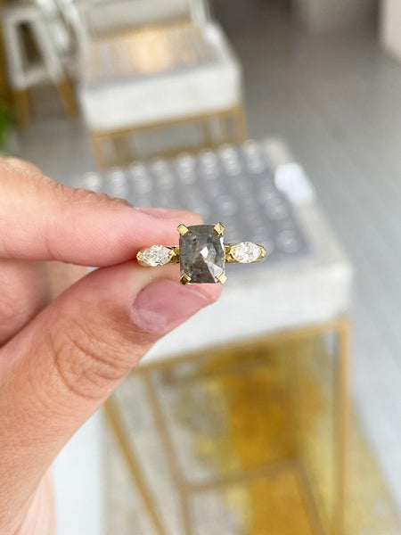 Grey & White Diamond Engagement Ring