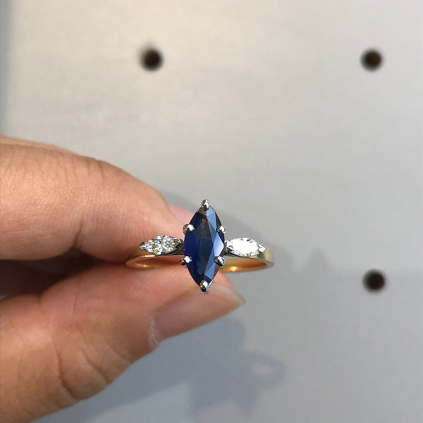 engagement ring in blue sapphire