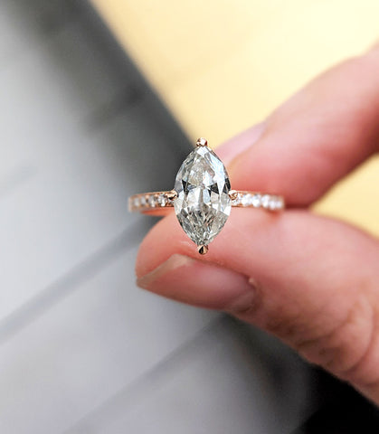 Vintage Style Marquise Grey Diamond Ring