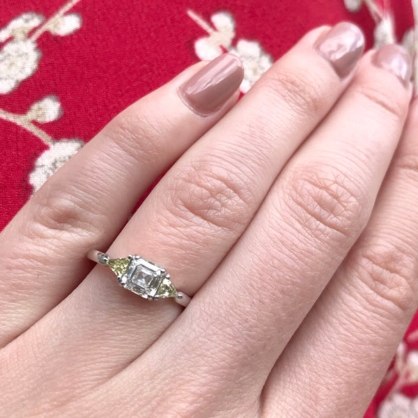 White & Yellow Diamond Engagement Ring