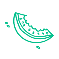 Green doodle of a watermelon slice