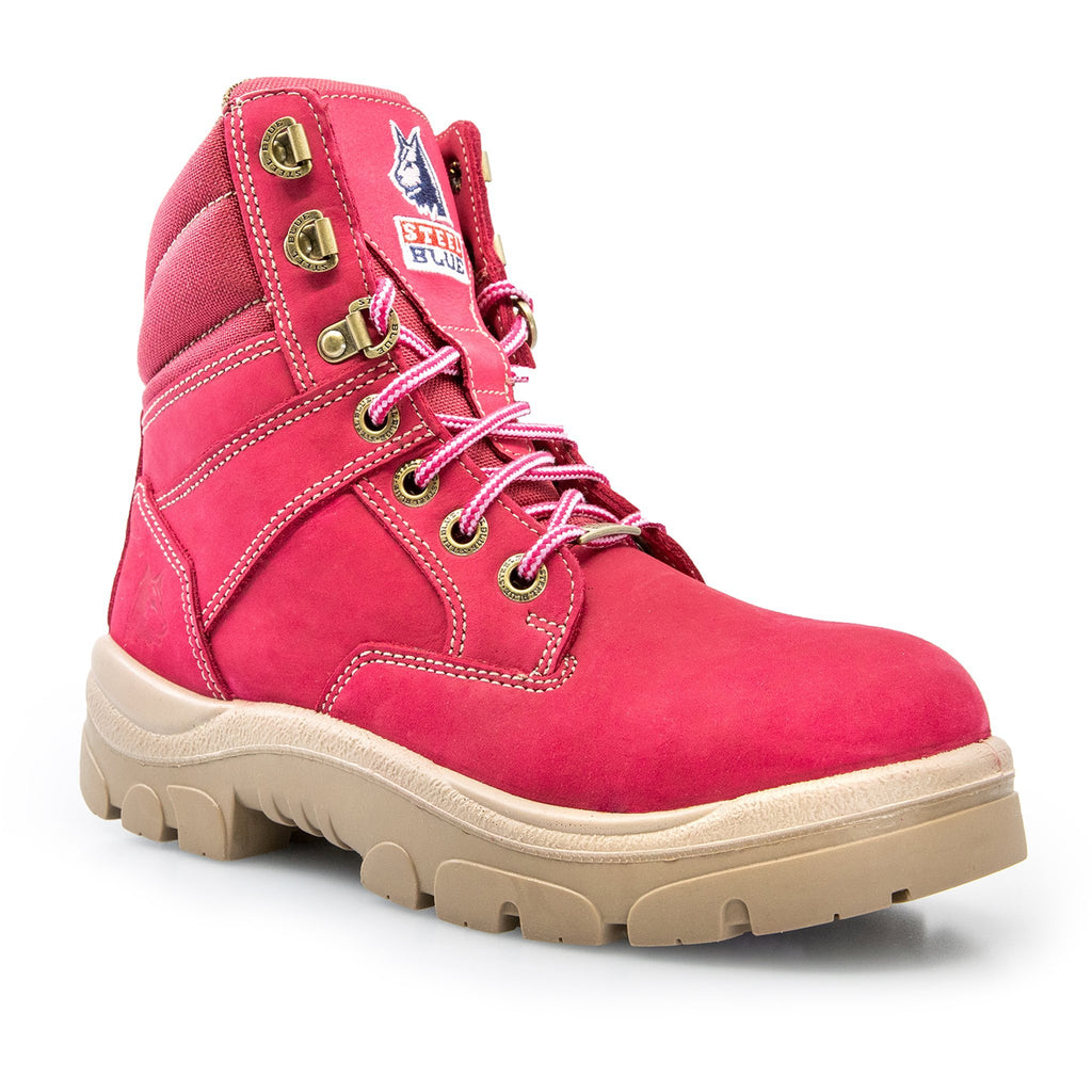 pink work boots