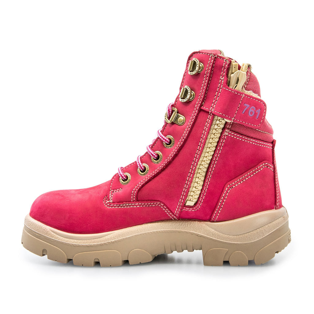 steel toe pink boots