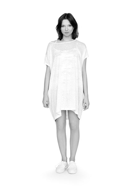 Linen lightweight tunic dress in white ethical fashion