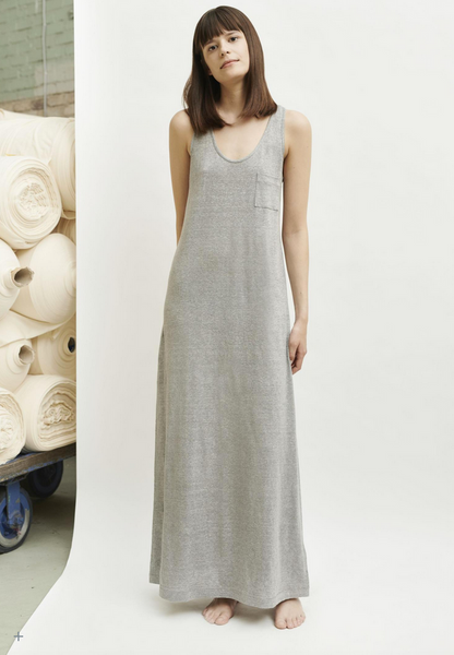 Long vest dress in grey linen sustainable fashion