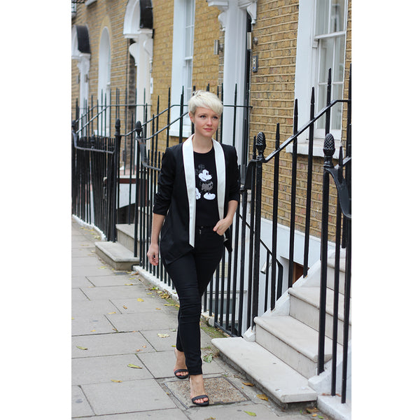 Kate Arnell in Outsider organic wool tux jacket ethical fashion