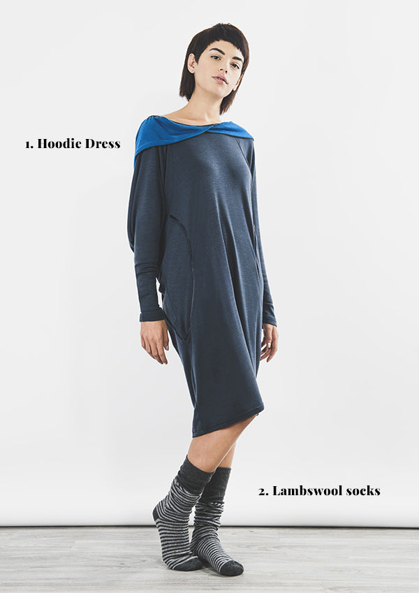 Outsider hoodie dress merino wool ethical fashion