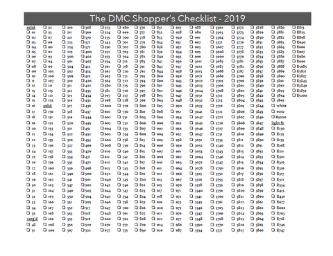 Dmc Color Chart Numerical Order