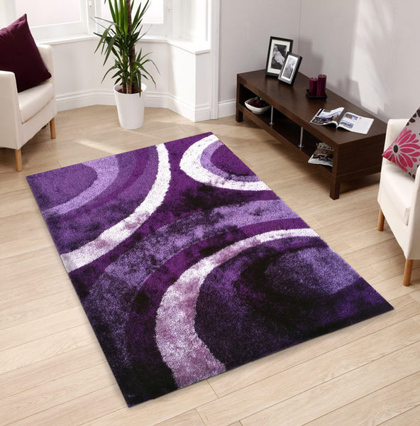 Floral Purple Indoor Bedroom Shag Area Rug - Rug Addiction