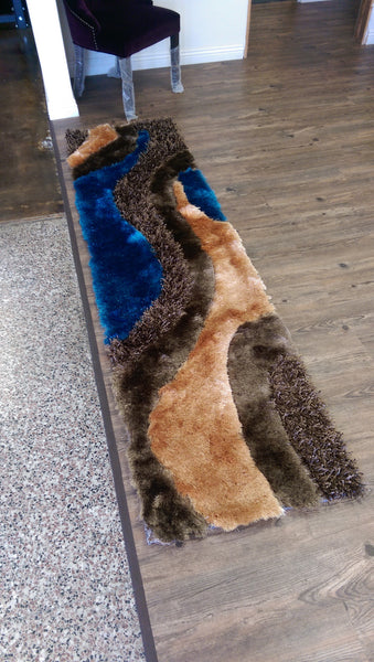 Brown With Blue Shag Rug By Rug Addiction