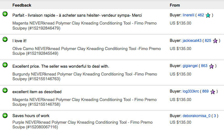 The NEVERknead Polymer Clay Kneading Machine Positive Feedback on Ebay