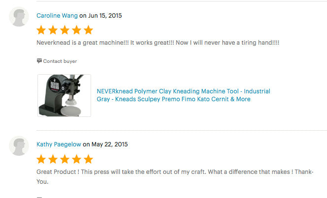 More Etsy reviews of The NEVERknead Polymer Clay Kneading Machine Tool