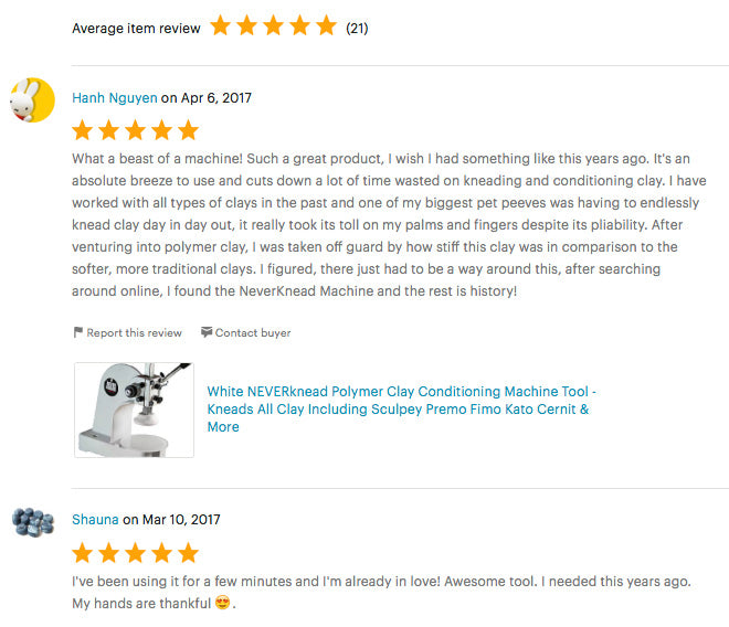 The NEVERknead Polymer Clay Kneading Machine Tool 5 Star Reviews on Etsy!
