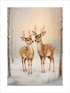 Two Deer in a Snowy Forest