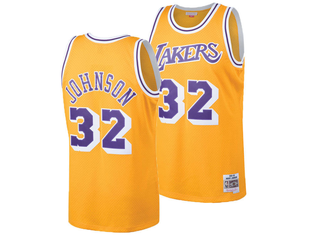 Los Angeles Lakers Mens Jersey Mitchell & Ness #32 Magic Johnson Swingman Yellow