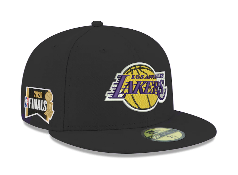 black fitted lakers hat