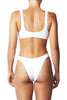 LOW BACK CROP TOP - WHITE RIB