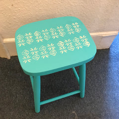 Stencilled stool using Fusion Mineral Paint