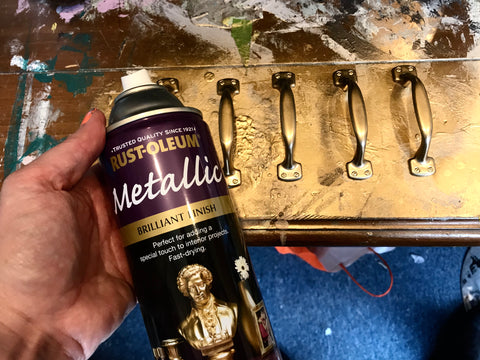 Rutoleum Metallic Gold Spray paint handles
