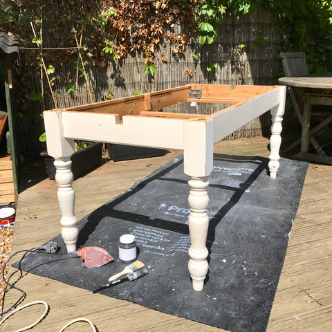 Table base before applying Fusion Mineral Paint