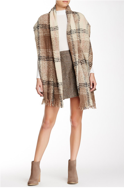 Plaid Boucle Blanket Wrap Oblong - Just Jamie