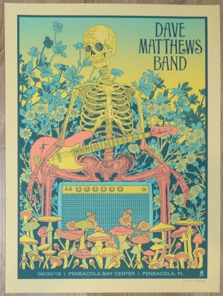 2019 Dave Matthews Band Pensacola Silkscreen Concert Poster By Metha Jojo S Posters