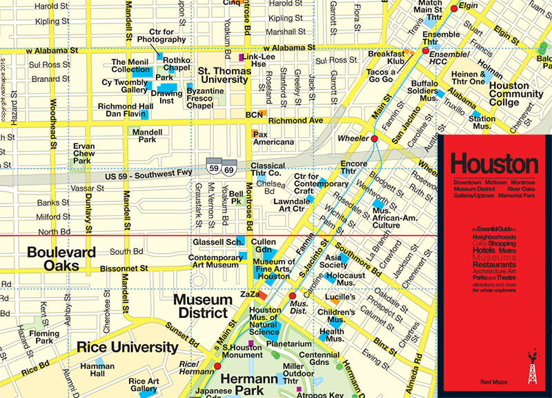 map of area near Menil Collection and Museum of Fine Arts Houston