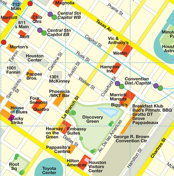 map of area near Houston Convention Center and Discovery Park