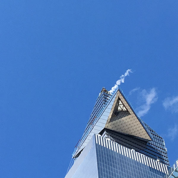 view looking up at The Edge Observation Deck at Hudson Yards