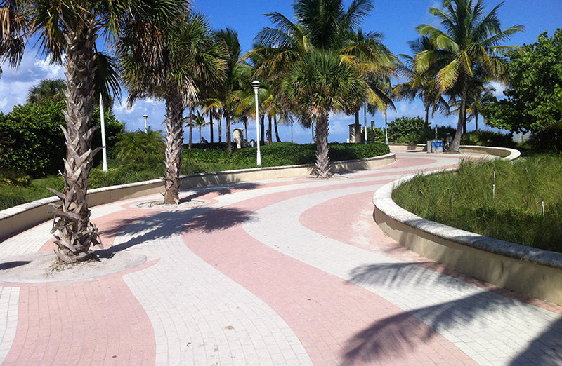 wavy pink beach path in South Beach Miami