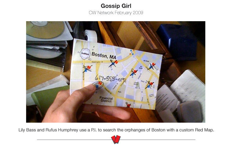 scene from TV show Gossip Girl of a map prop of Boston