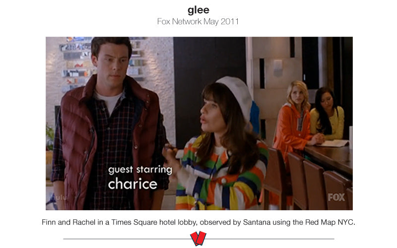 scene from Glee TV show with a character looking at the Red Map NYC