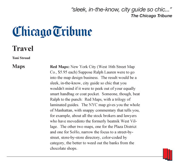 Chicago Tribune article recommending Red Maps city guides