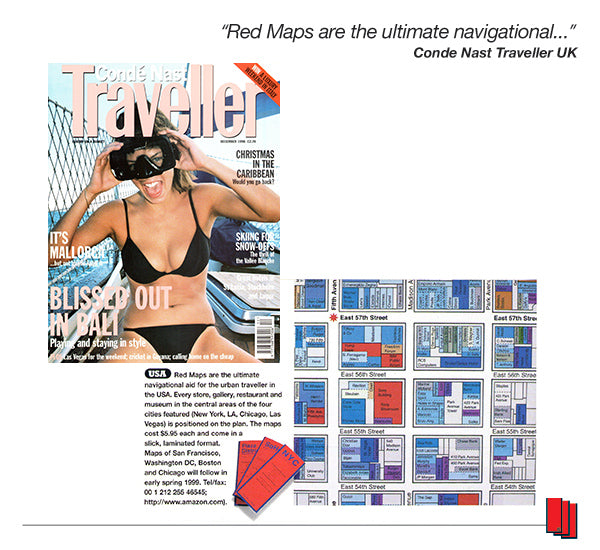 Conde Nast Traveller Magazine cover with girl in bikini and article recommending Red Maps