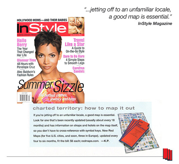 InStyle Magazine cover showing Halle Berry with an article recommending Red Maps city guides