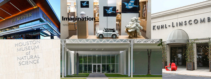 Exterior photos of Houston museums and shops