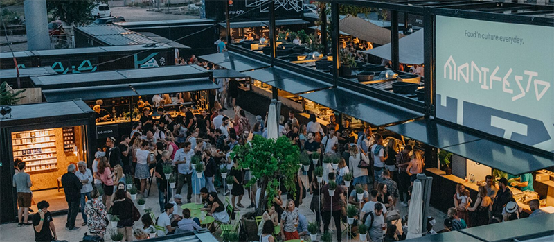 view of Manifesto Food Market in Prague