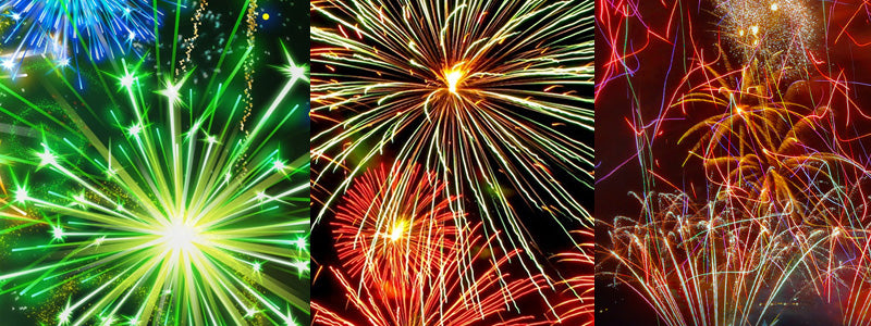 green and red fireworks exploding