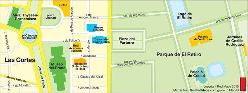 map showing Prado and Museo Thysse-Bornemisza area