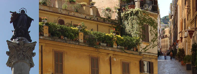 classic Rome balcony with plants and flowers