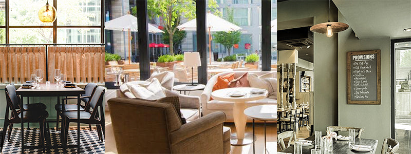 sunny interior views of Washington restaurants dining rooms