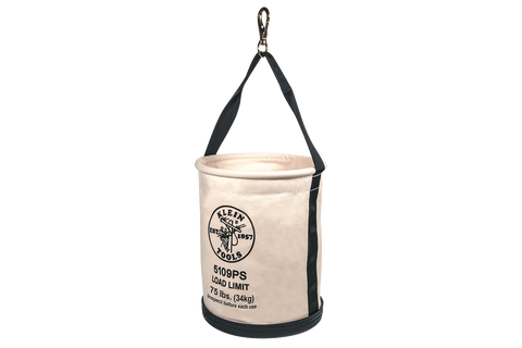 Klein white canvas bucket with pocket and swivel snap