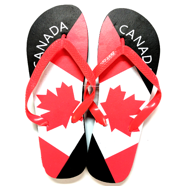 Canada Tilted Flag Style Flip Flops 
