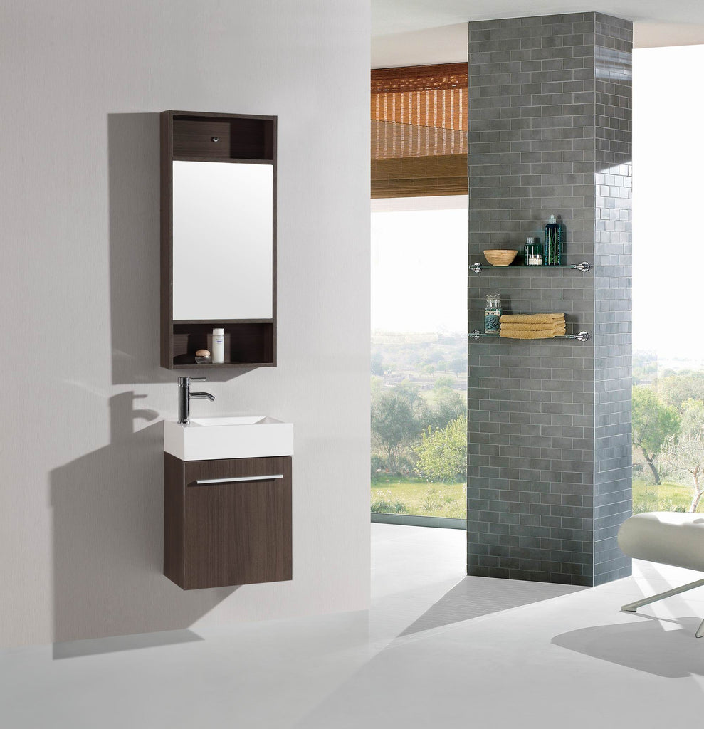 Brantley 18 Inch Modern Wall Mounted Espresso Bathroom Vanity W