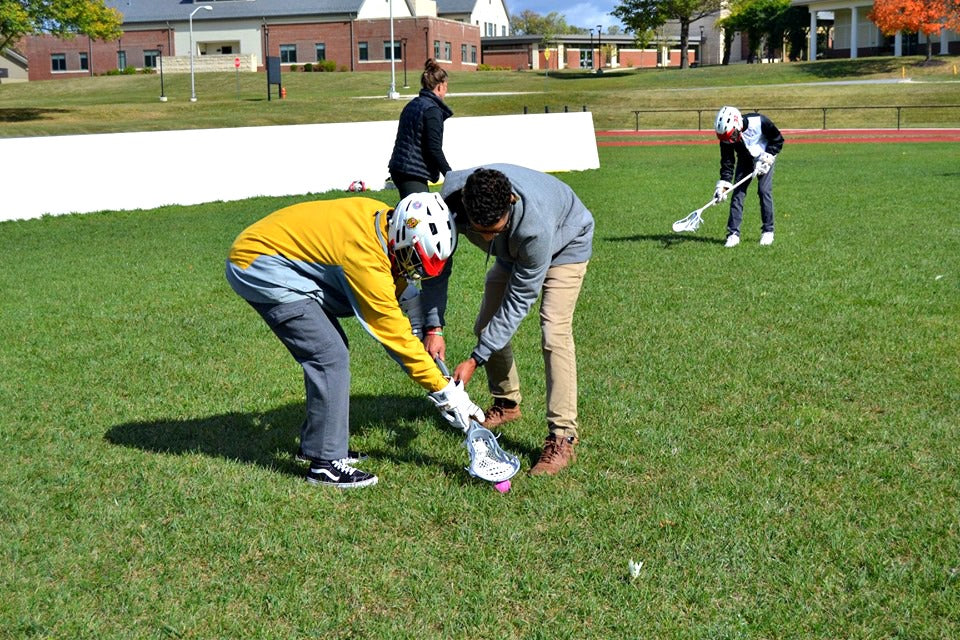 Maryland School for the Blind and Parkville Adaptive Lacrosse learning ground balls and shooting using the first sonic ball for blind lacrosse players