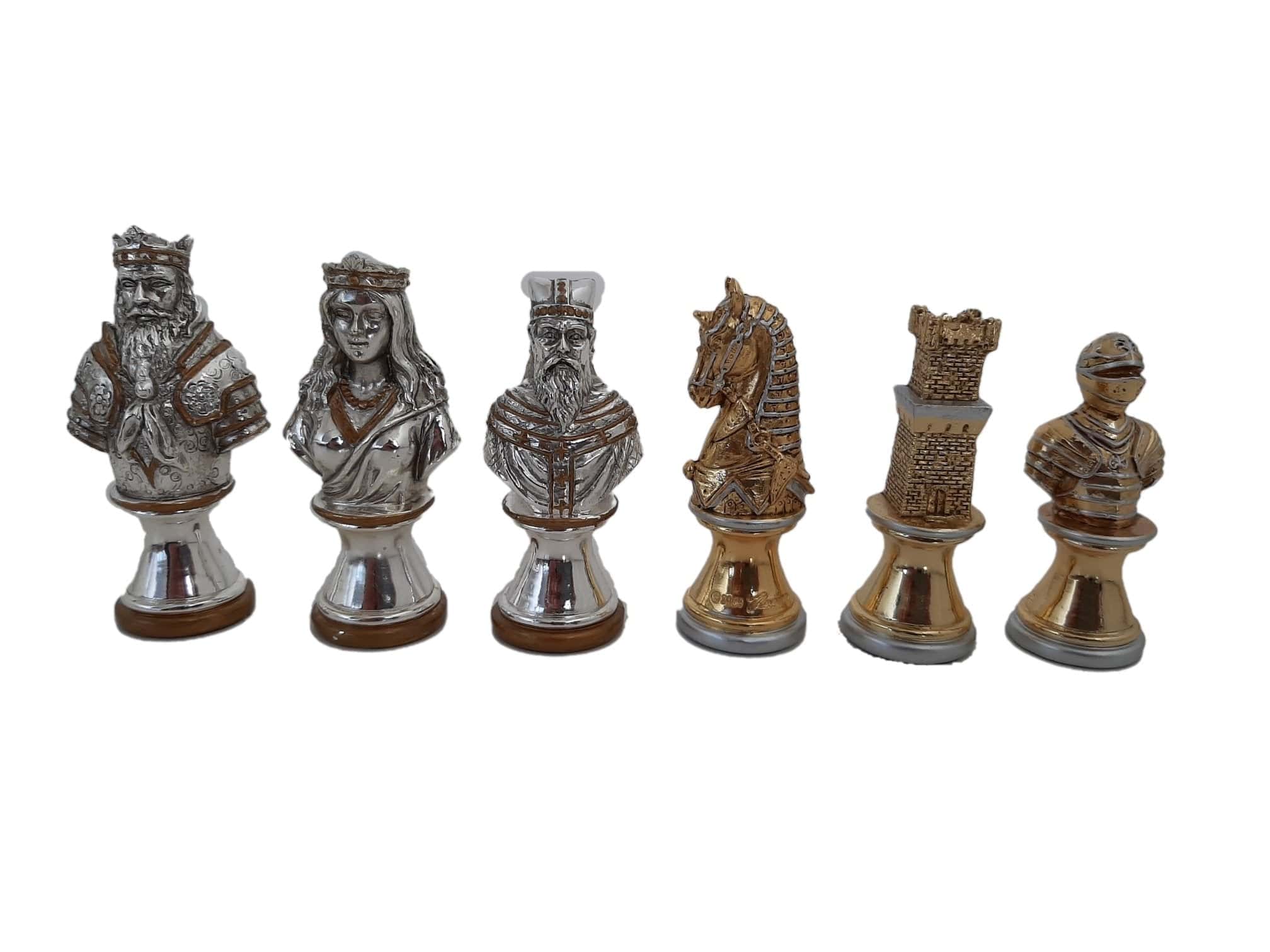 Graf nogmaals Vrouw Goud en zilver vergulde tinnen schaakstukken Middeleeuwse buste – Schaak  Master