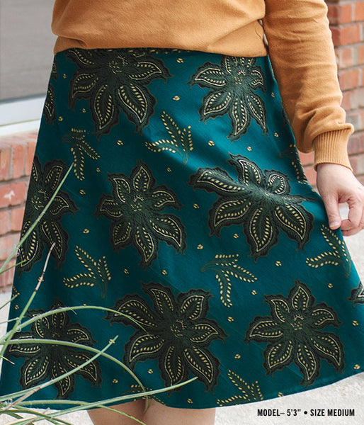 再×14入荷 新品【\u0026her】Jacquard Wrap Skirt/BLACKGREEN