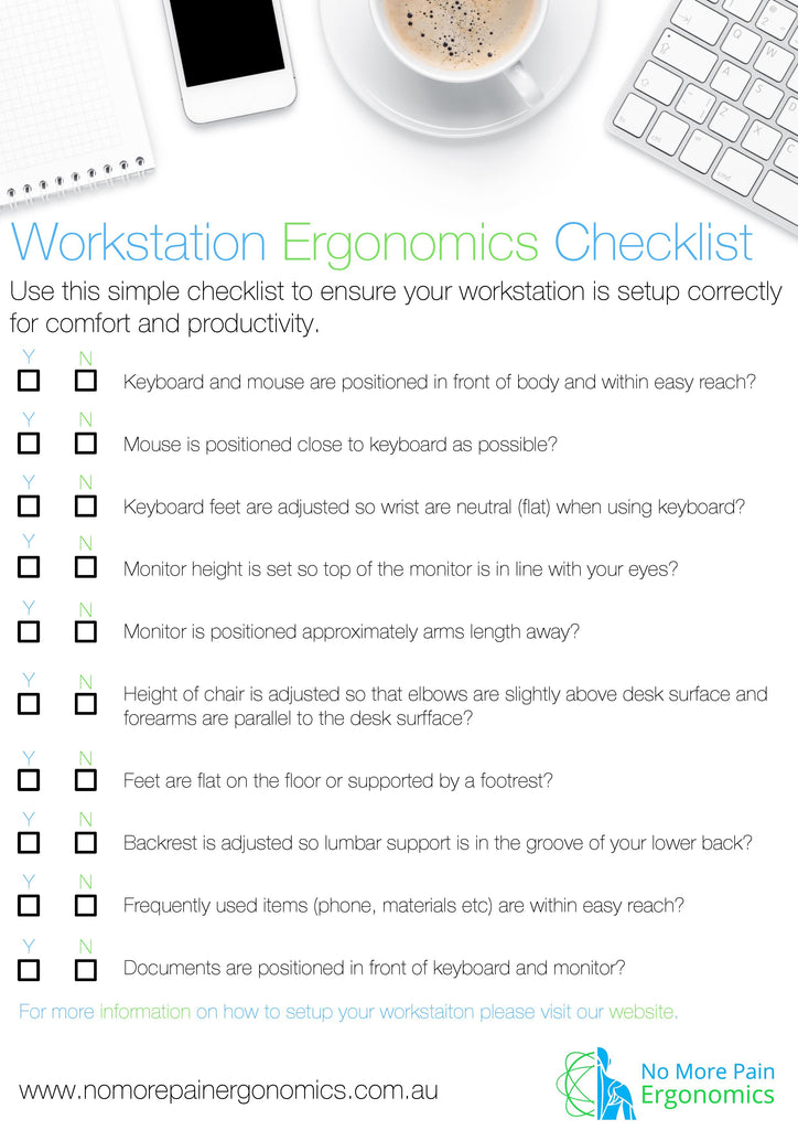 office ergonomic checklist for staff